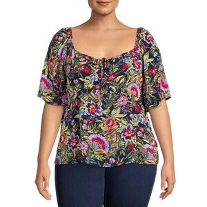 Terra & Sky Women's Plus Size Flutter Sleeve Top